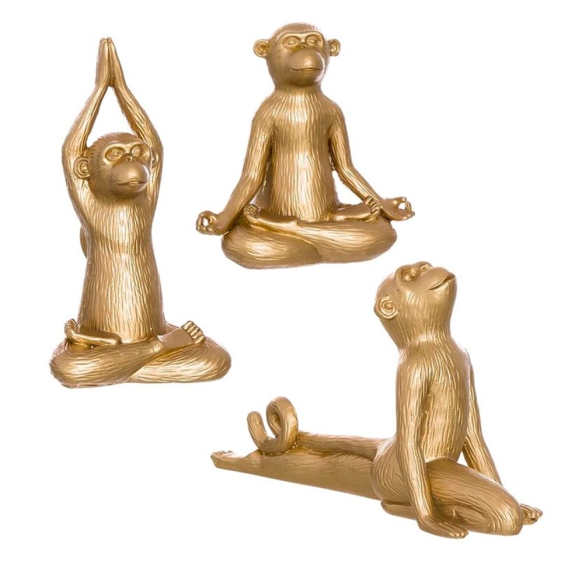 FIGURINE DE SINGE DE YOGA EN OR