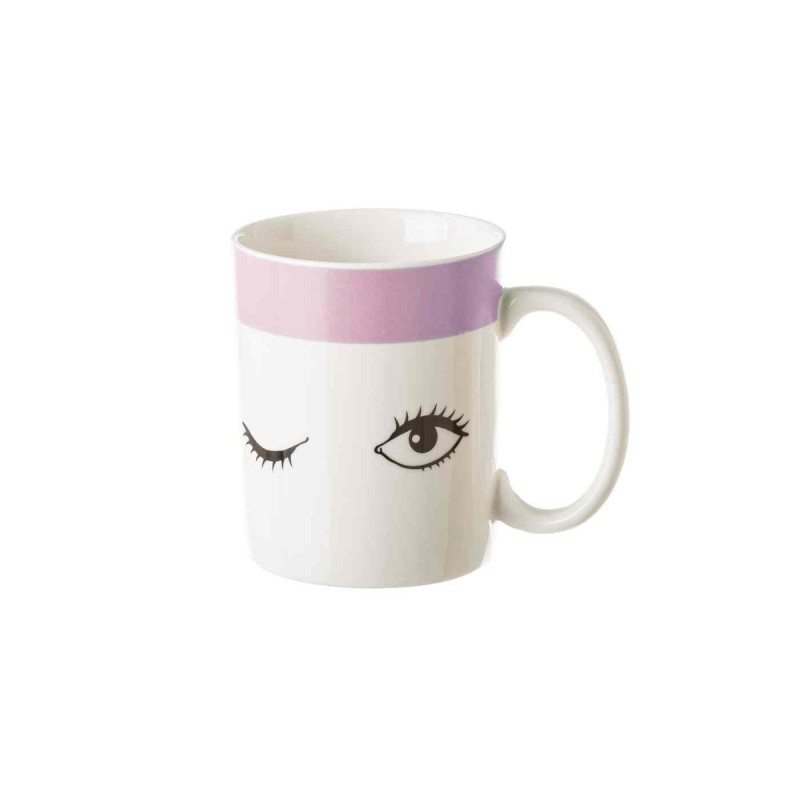 MUG CLIN D'OEIL EN PORCELAINE ROSE 9,7CM