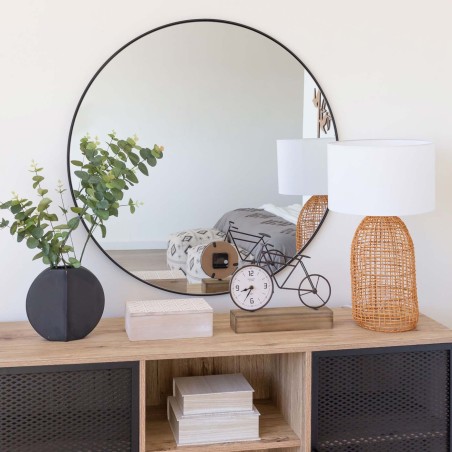 MIROIR ROND IDRIS NOIR 90CM